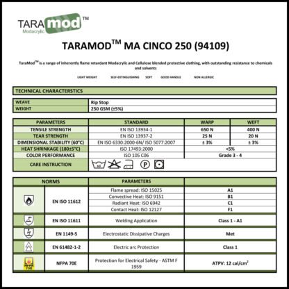 ARC_FLASH_12_CAL_FABRIC_TDS_TARAMOD_MA_CINCO_250